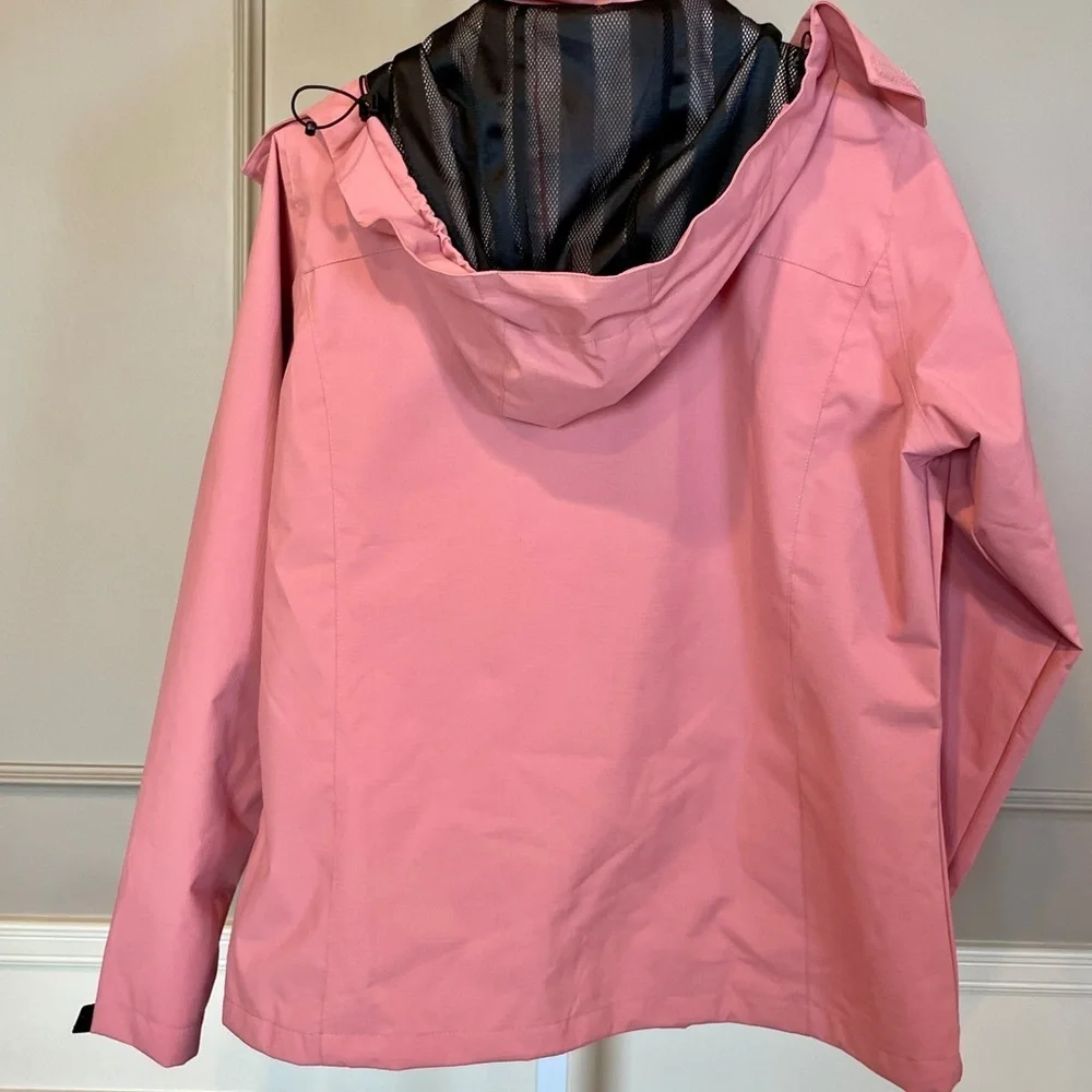 Women's Shell Jacket OTU Large Hooded Rain Hiking Camping Outdoors Mauve Pink